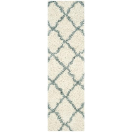 Safavieh Dallas Shag Power Loomed Rectangle Rug- Ivory - Light Blue- 2 ft. 3 in. x 8 ft. SGD257J-28